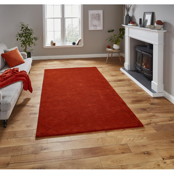 Ebern Designs Lachonne Tufted Wool Terracotta Rug Wayfair.co.uk